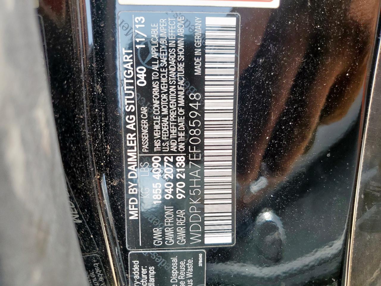 2014 Mercedes-Benz Slk 350 VIN: WDDPK5HA7EF085948 Lot: 64287365