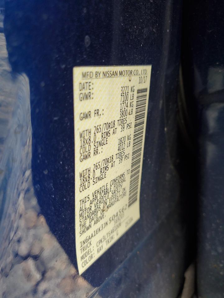 2018 Nissan Titan S VIN: 1N6AA1EK3JN504562 Lot: 63508195