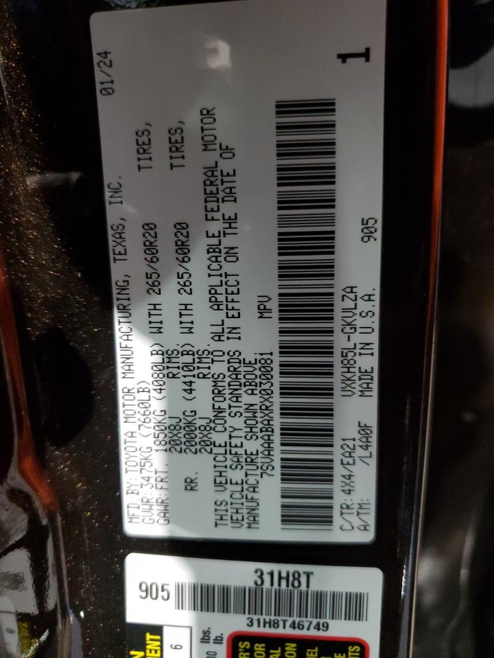 2024 Toyota Sequoia Sr5 VIN: 7SVAAABAXRX030081 Lot: 64281515
