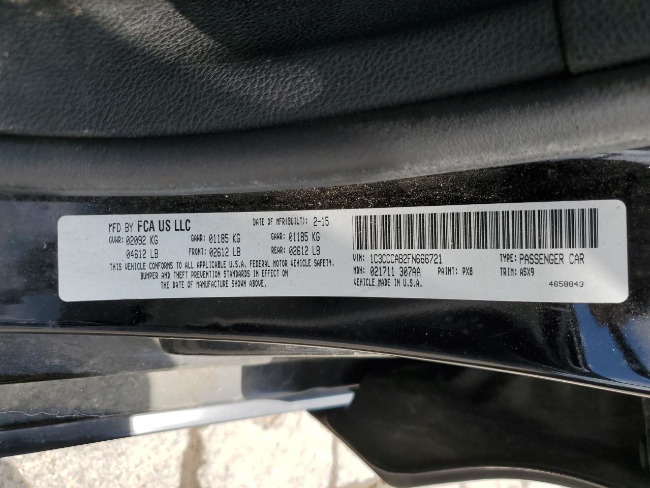 2015 Chrysler 200 Limited VIN: 1C3CCCAB2FN666721 Lot: 64222965