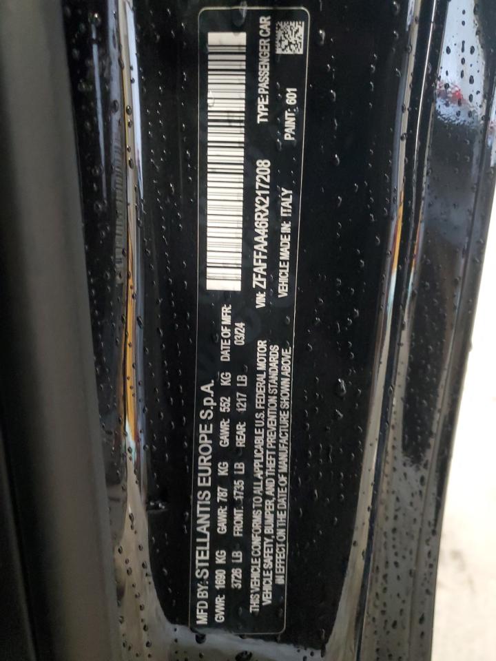 2024 Fiat 500 E Red VIN: ZFAFFAA46RX217208 Lot: 66848505