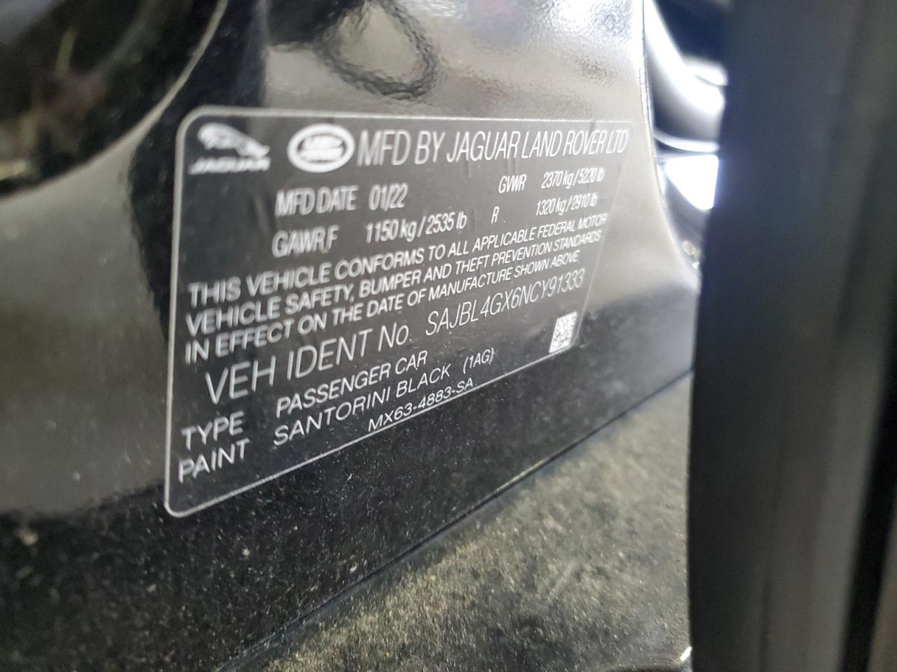 sajbl4gx6ncy91333 SAJBL4GX6NCY91333 2022 Jaguar Xf R-Dynamic Se