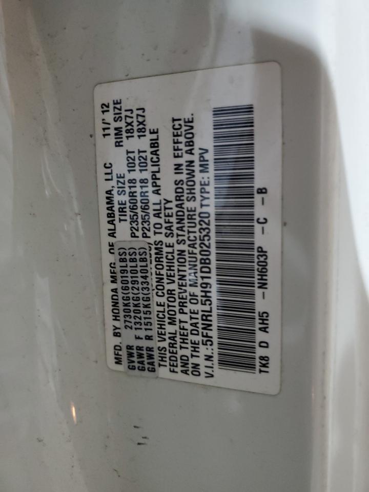 2013 Honda Odyssey Touring VIN: 5FNRL5H91DB025320 Lot: 62685075