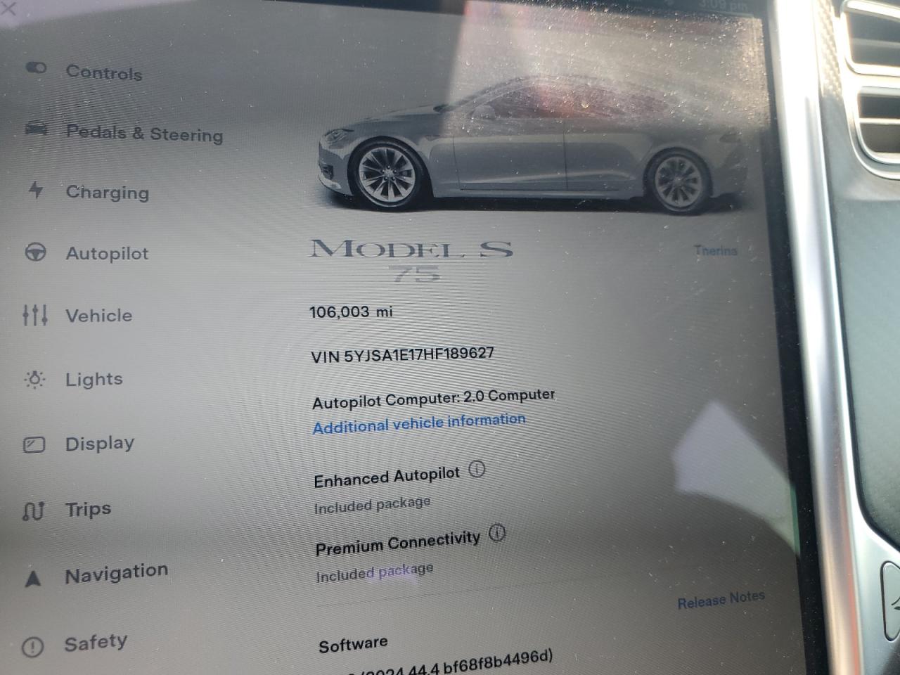 2017 Tesla Model S VIN: 5YJSA1E17HF189627 Lot: 64454635