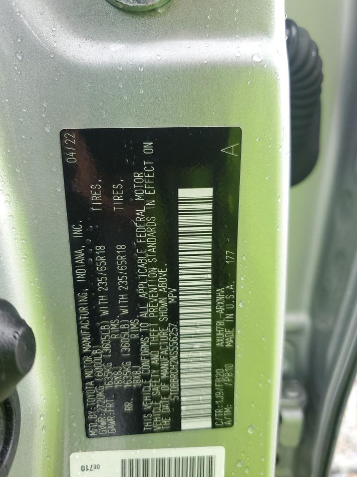 2022 Toyota Highlander Hybrid Le VIN: 5TDBBRCH2NS556257 Lot: 63510555