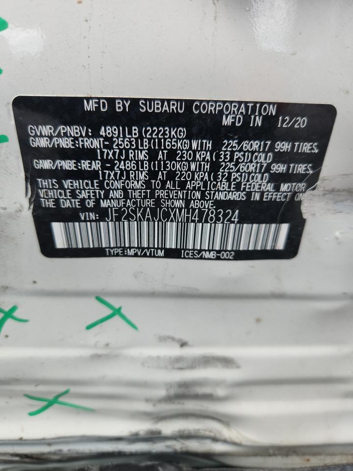 2021 Subaru Forester Premium VIN: JF2SKAJCXMH478324 Lot: 64370885
