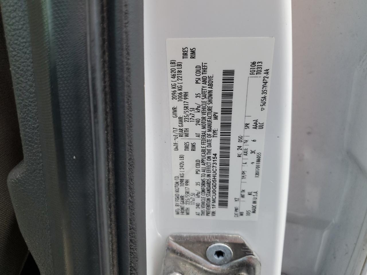 2017 Ford Escape Se VIN: 1FMCU0GD5HUC73154 Lot: 65178015