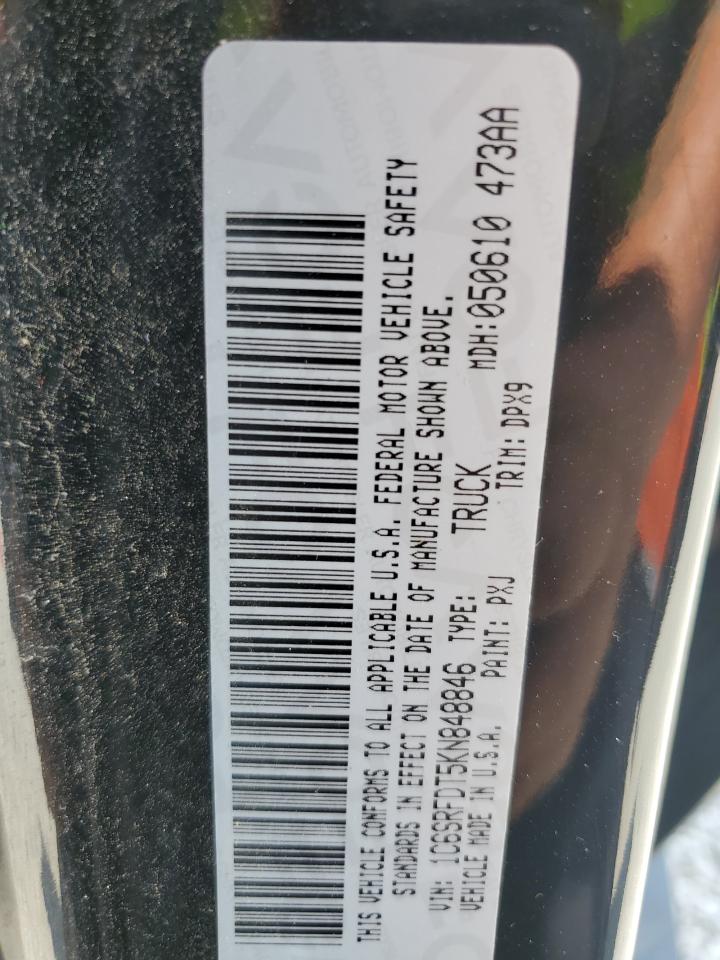 2019 Ram 1500 Laramie VIN: 1C6SRFDT5KN848846 Lot: 63485425