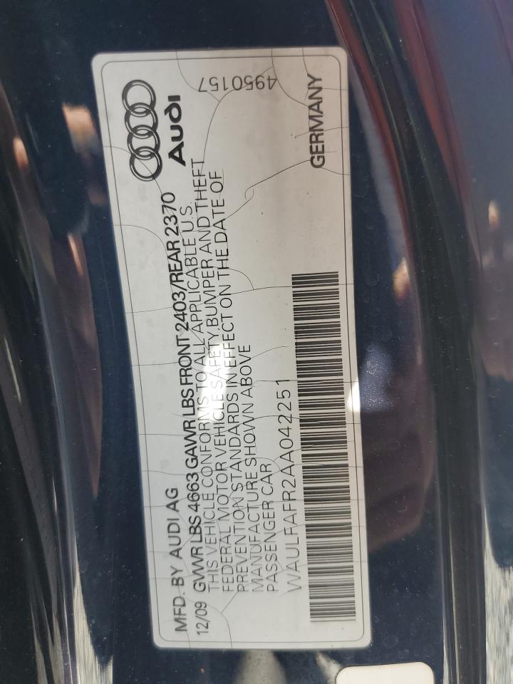 2010 Audi A5 Premium Plus VIN: WAULFAFR2AA042251 Lot: 63265335