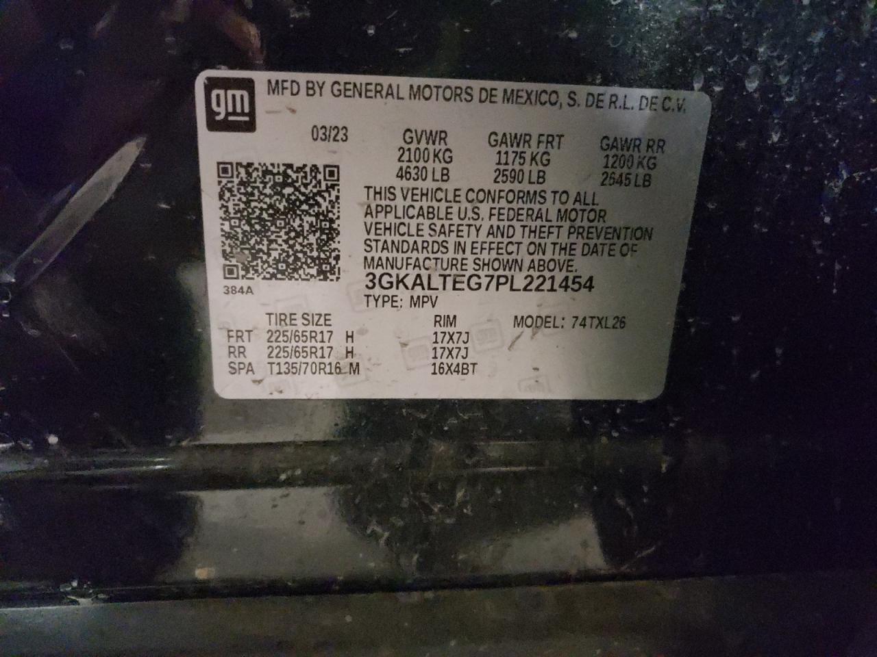 2023 GMC Terrain Sle VIN: 3GKALTEG7PL221454 Lot: 66228185