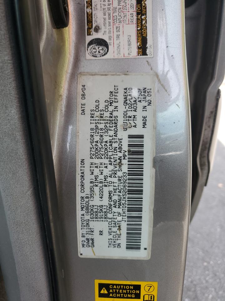 2005 Toyota Land Cruiser VIN: JTEHT05JX52069233 Lot: 63523745