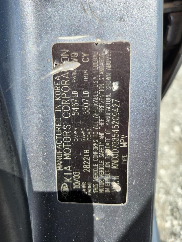 2004 Kia Sorento Ex VIN: KNDJD733545209427 Lot: 64130695