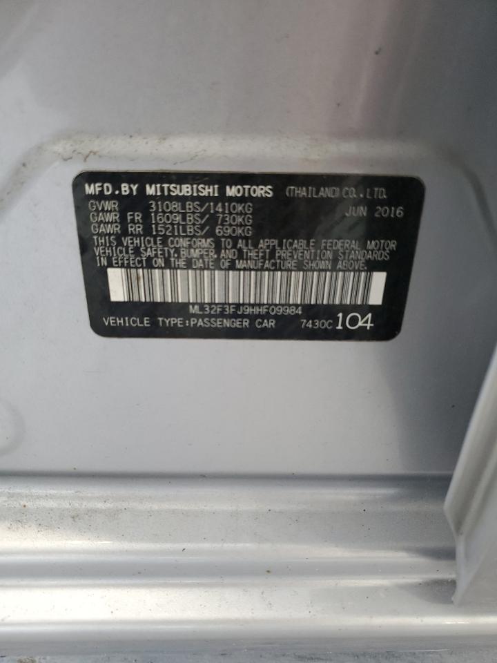 2017 Mitsubishi Mirage G4 Es VIN: ML32F3FJ9HHF09984 Lot: 63451855