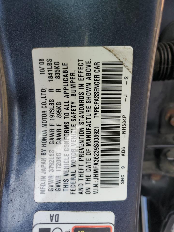 jhmfa36239s008921 JHMFA36239S008921 2009 Honda Civic Hybrid