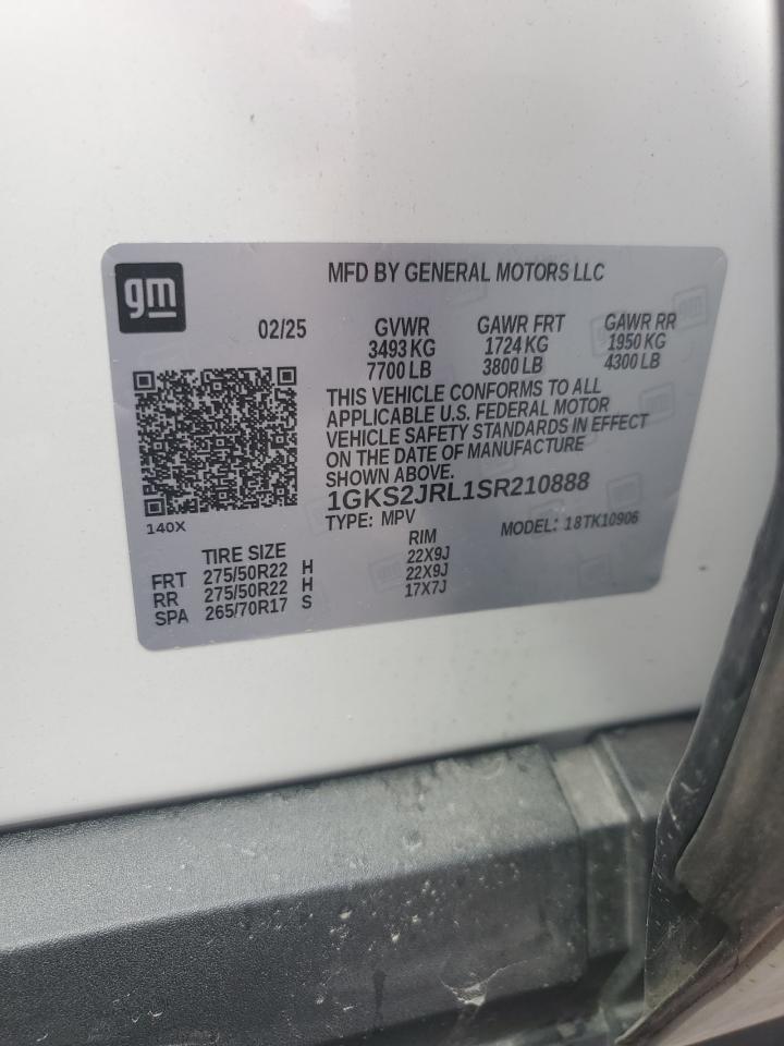 2025 GMC Yukon Xl Denali VIN: 1GKS2JRL1SR210888 Lot: 65169335