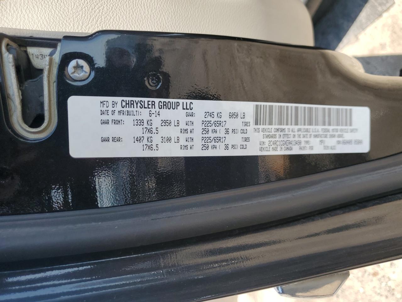 2014 Chrysler Town & Country Touring L VIN: 2C4RC1CGXER413490 Lot: 63104545