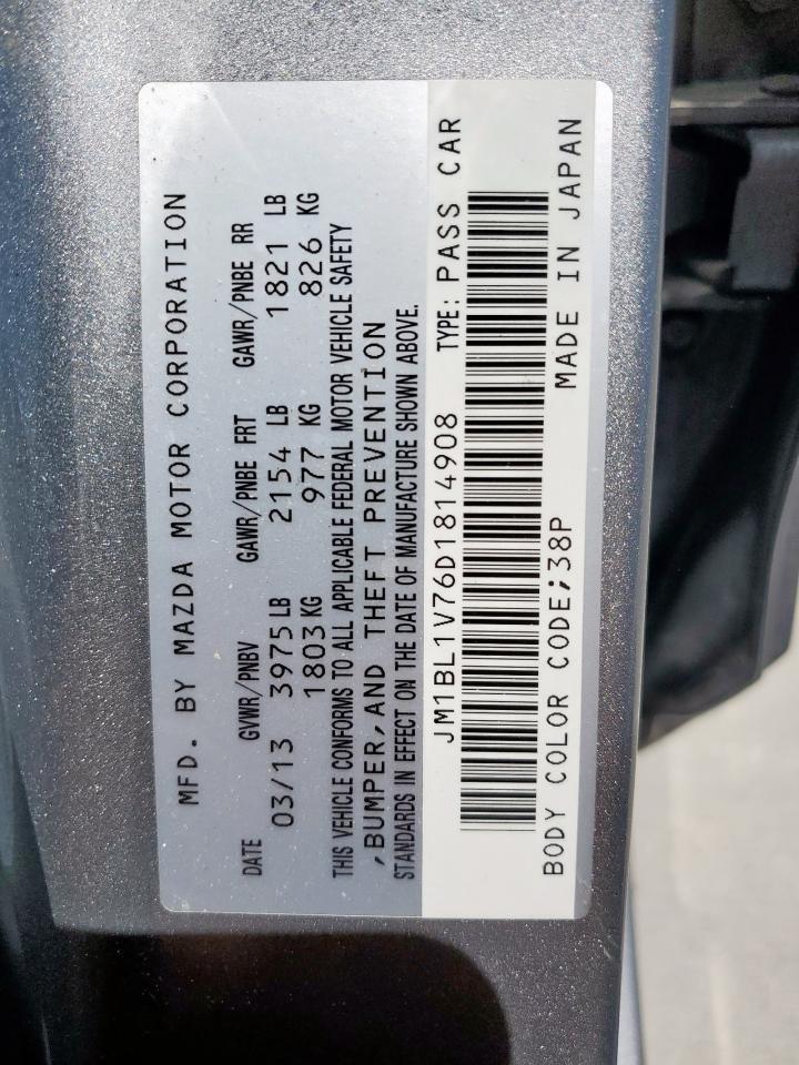 2013 Mazda 3 I VIN: JM1BL1V76D1814908 Lot: 64851675