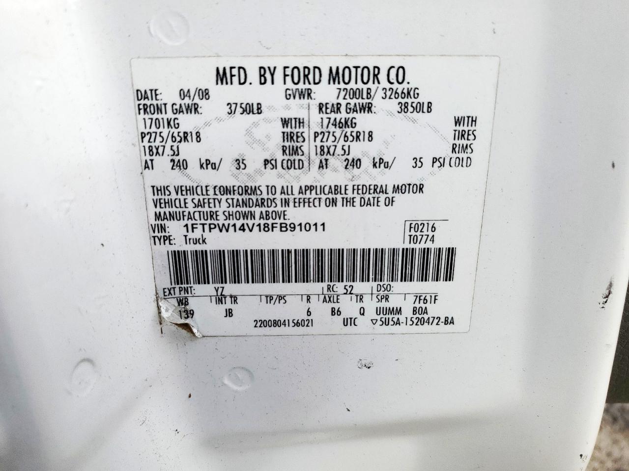 2006 Ford F150 Supercrew VIN: 1FTRW12W86FB05517 Lot: 63365255