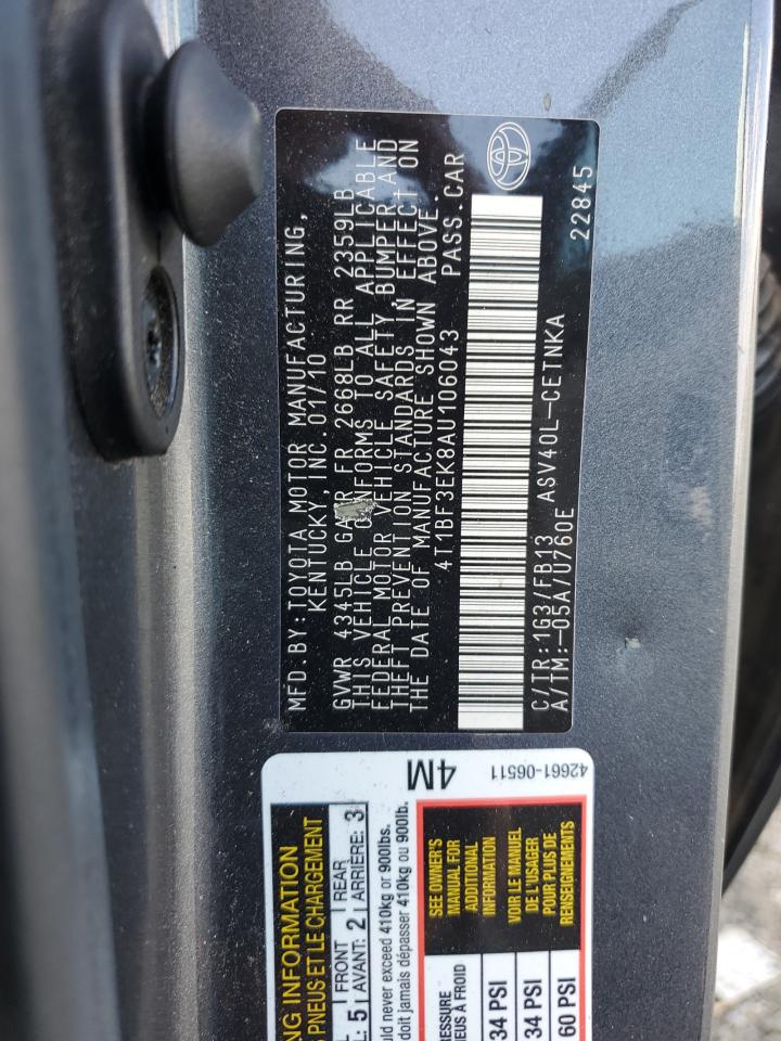 2010 Toyota Camry Base VIN: 4T1BF3EK8AU106043 Lot: 65692285