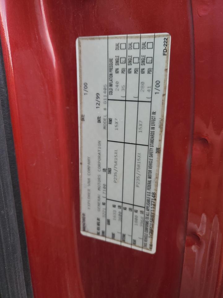 2000 Chevrolet Express G1500 VIN: 1GBFG15R8Y1177148 Lot: 66867075