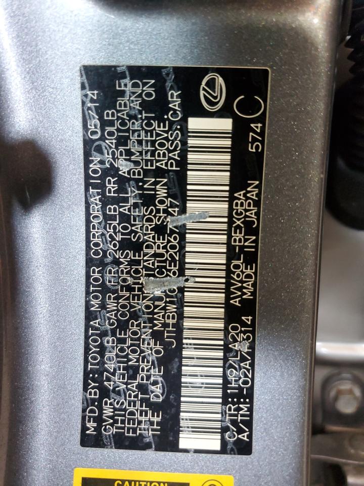 2014 Lexus Es 300H VIN: JTHBW1GG6E2067647 Lot: 66453245