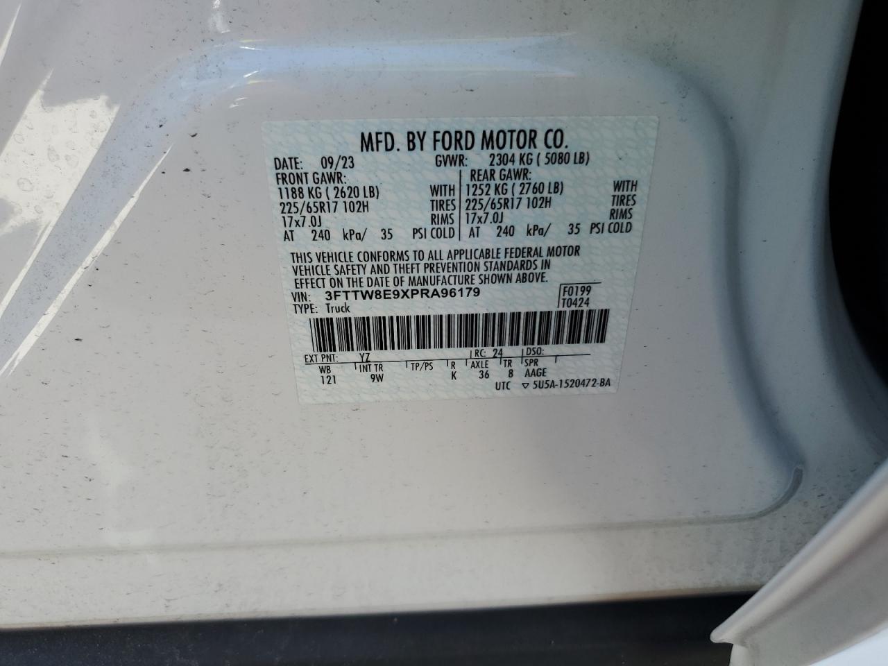 3fttw8e9xpra96179 3FTTW8E9XPRA96179 2023 Ford Maverick Xl