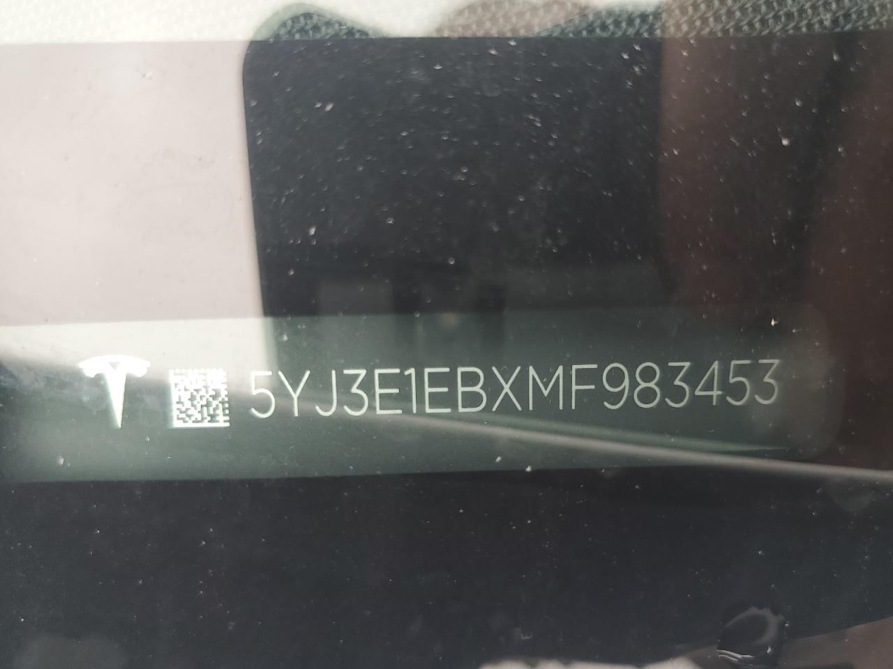 2021 Tesla Model 3 VIN: 5YJ3E1EBXMF983453 Lot: 63997155