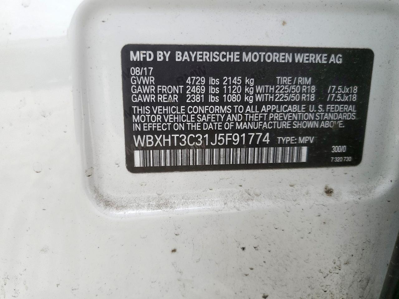 2018 BMW X1 xDrive28I VIN: WBXHT3C31J5F91774 Lot: 64950475