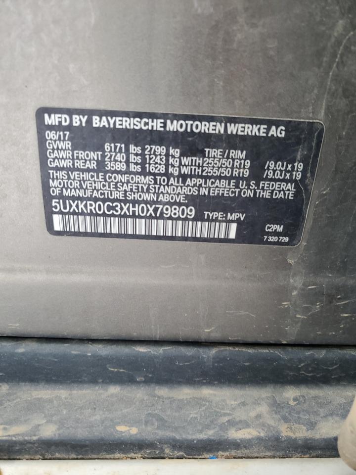 2017 BMW X5 xDrive35I VIN: 5UXKR0C3XH0X79809 Lot: 63561665