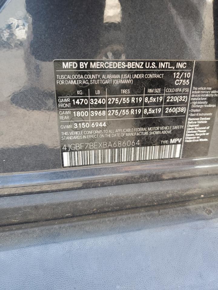 4jgbf7bexba686064 4JGBF7BEXBA686064 2011 Mercedes-Benz Gl 450 4Matic