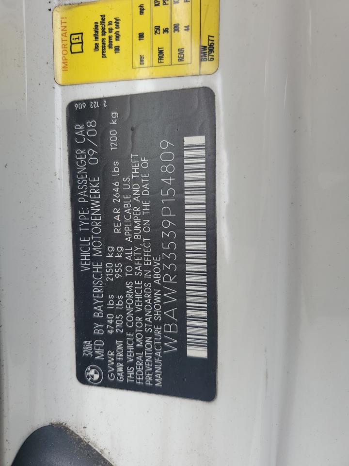 2009 BMW 328 I Sulev VIN: WBAWR33539P154809 Lot: 64752845