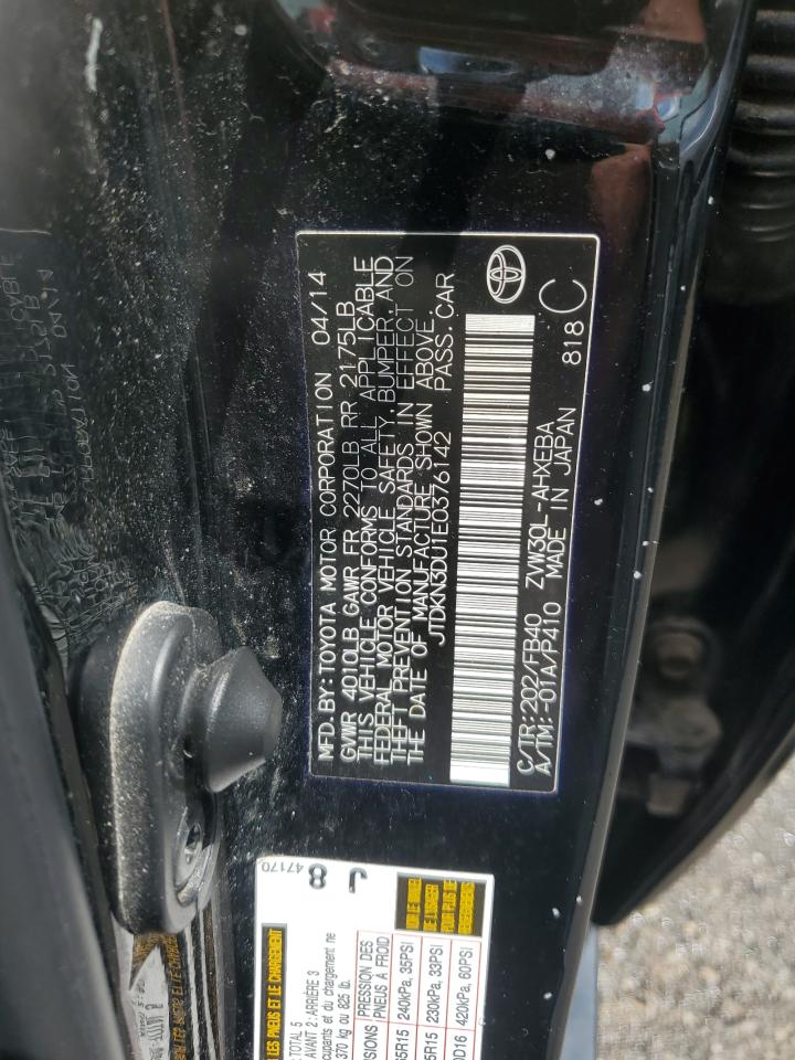 2014 Toyota Prius VIN: JTDKN3DU1E0376142 Lot: 65394705