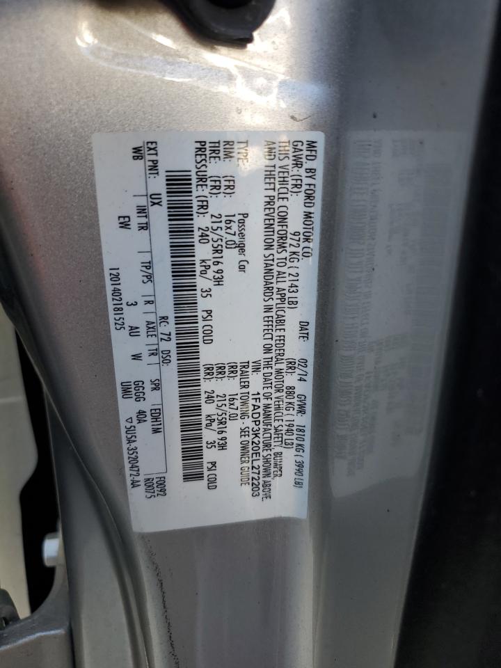 2014 Ford Focus Se VIN: 1FADP3K20EL272203 Lot: 63669665
