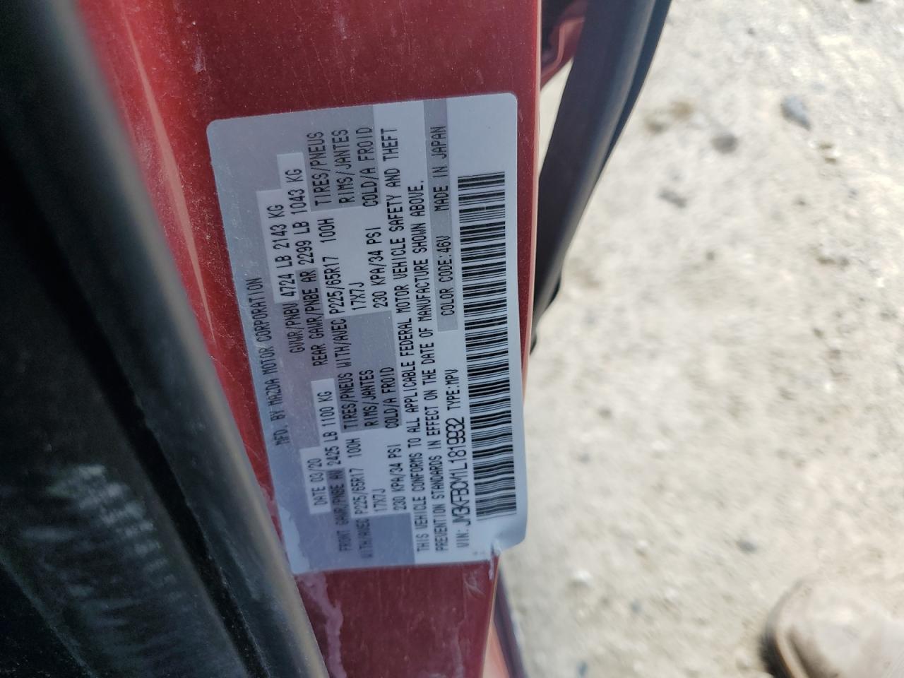 2020 Mazda Cx-5 Touring VIN: JM3KFBCM1L1819932 Lot: 64592335