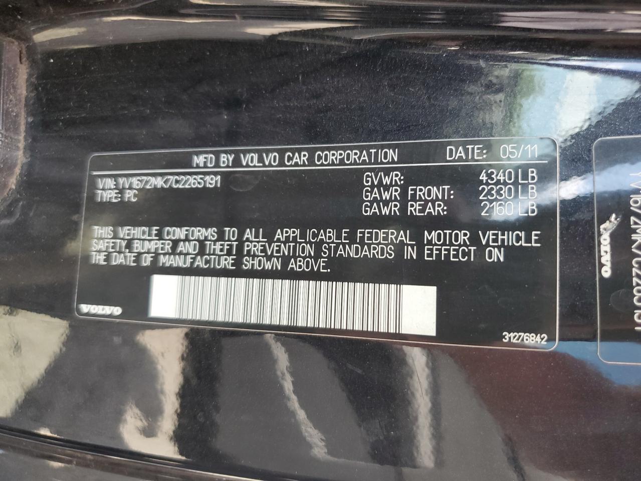 2012 Volvo C30 T5 VIN: YV1672MK7C2265191 Lot: 65411135
