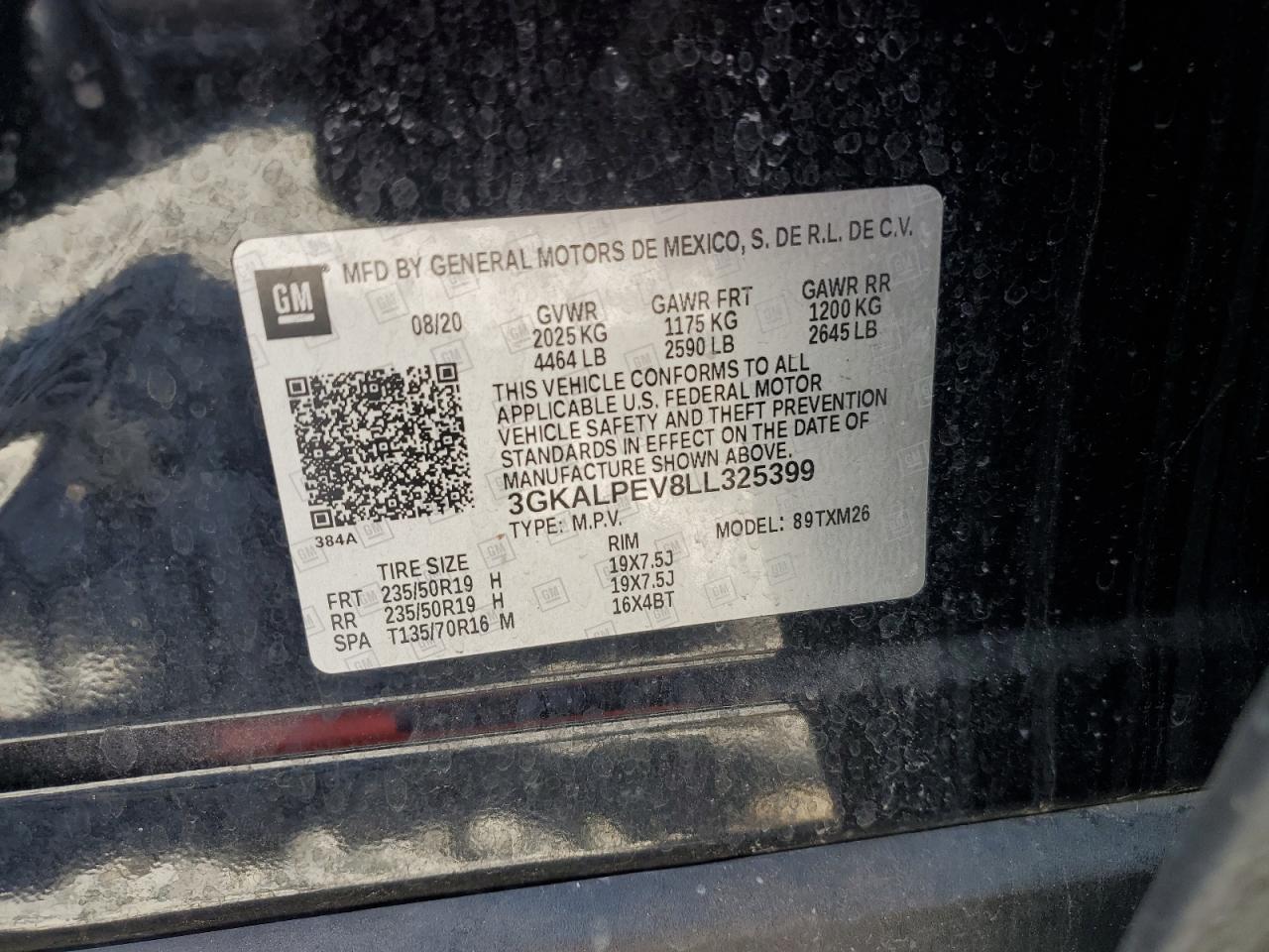 2020 GMC Terrain Slt VIN: 3GKALPEV8LL325399 Lot: 63761815