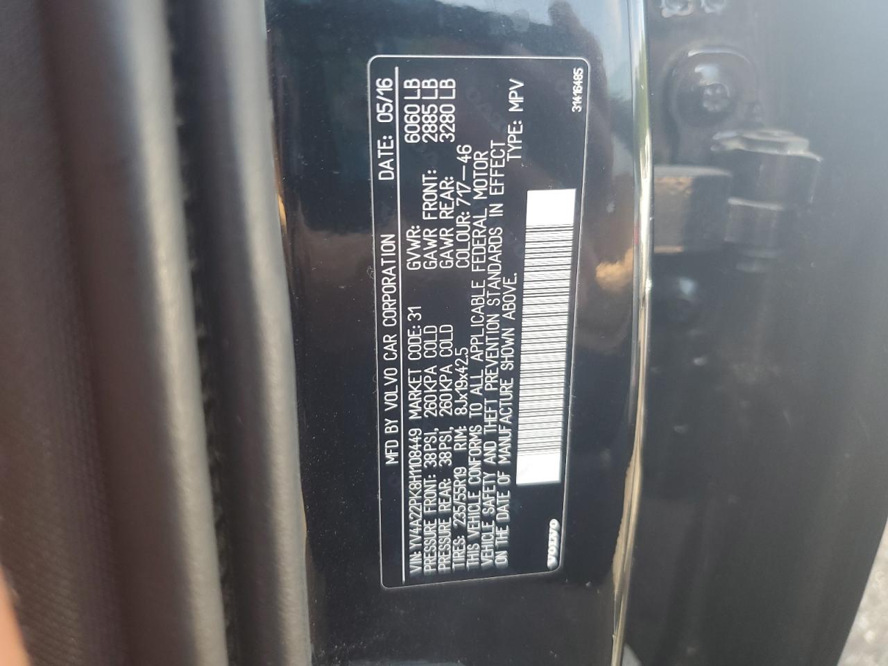 2017 Volvo Xc90 T6 VIN: YV4A22PK8H1108449 Lot: 63785255