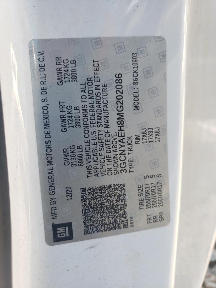 2021 Chevrolet Silverado K1500 VIN: 3GCNYAEH8MG202086 Lot: 65517195