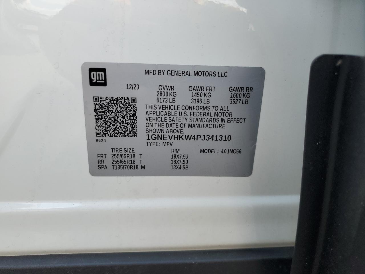 2023 Chevrolet Traverse Lt VIN: 1GNEVHKW4PJ341310 Lot: 64699135