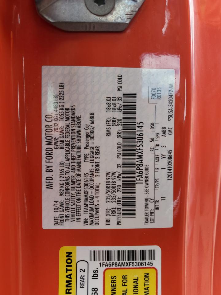 2015 Ford Mustang VIN: 1FA6P8AMXF5306145 Lot: 64896795
