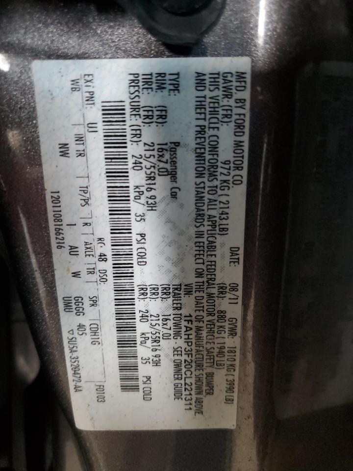 2012 Ford Focus Se VIN: 1FAHP3F20CL221311 Lot: 63437115