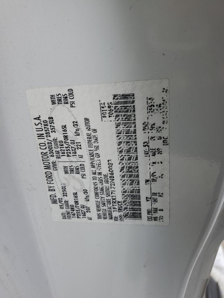 2002 Ford F150 VIN: 1FTRX17L72NB60083 Lot: 63627985