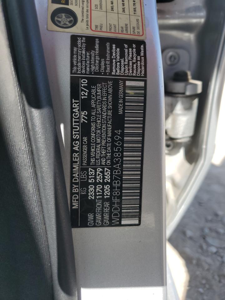 2011 Mercedes-Benz E 350 4Matic VIN: WDDHF8HB7BA385694 Lot: 63422065