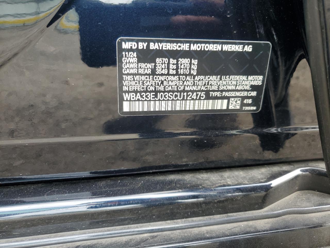 2025 BMW 760 Xi VIN: WBA33EJ03SCU12475 Lot: 66818565