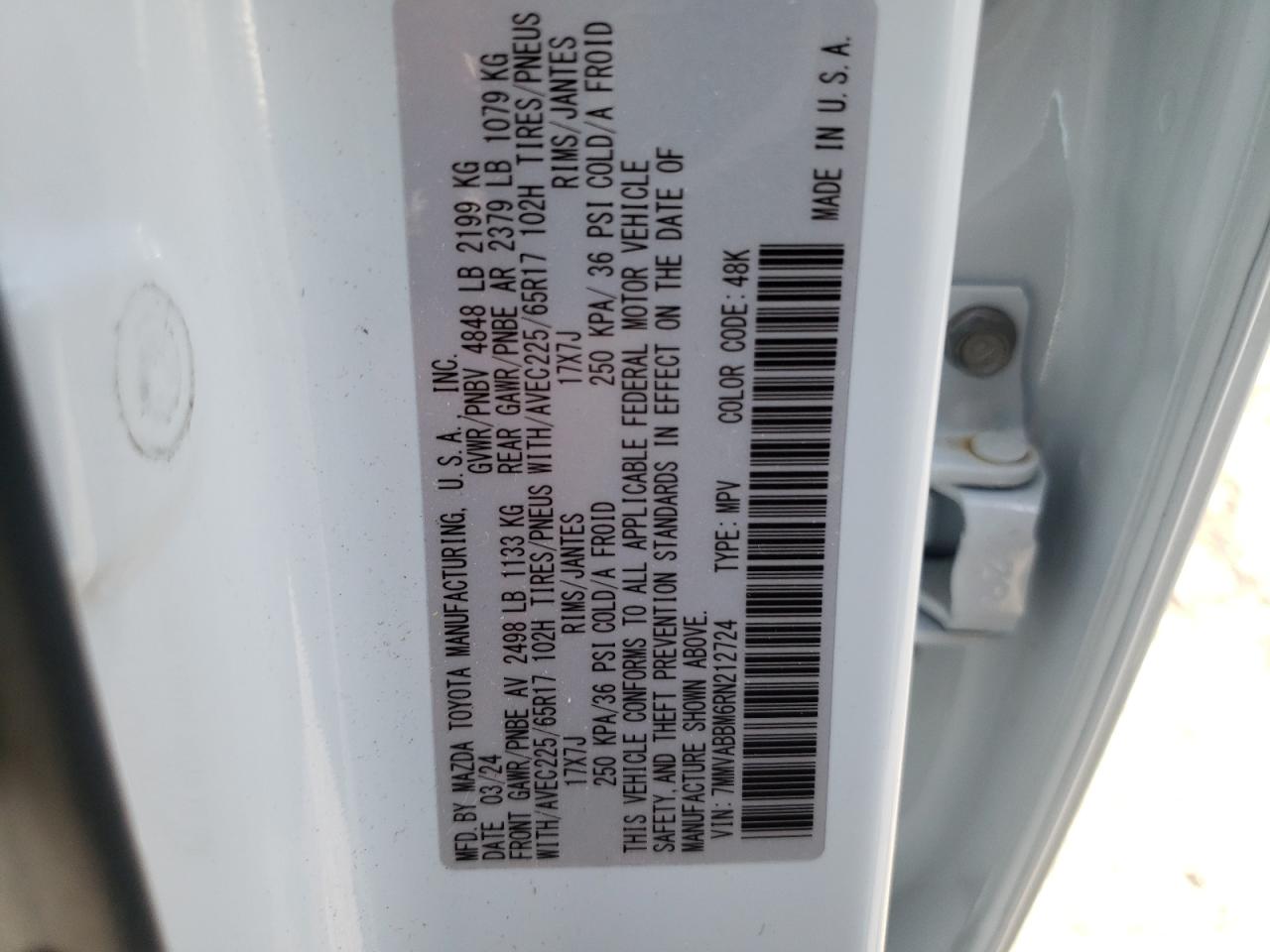 2024 Mazda Cx-50 Preferred VIN: 7MMVABBM6RN212724 Lot: 63608205