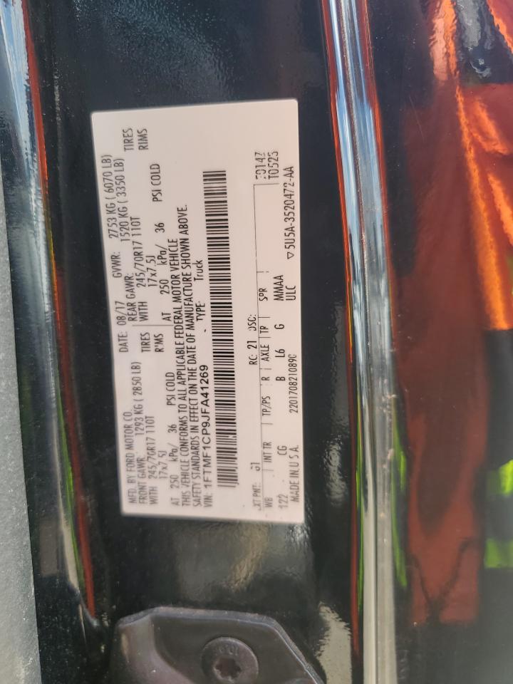 2018 Ford F150 VIN: 1FTMF1CP9JFA41269 Lot: 65444395