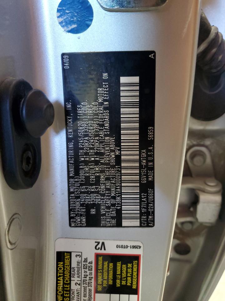 2009 Toyota Venza VIN: 4T3BK11A49U009731 Lot: 66042655