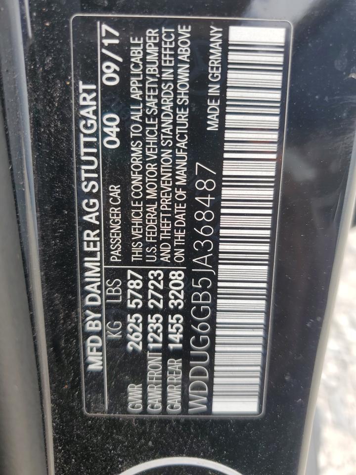 2018 Mercedes-Benz S 450 VIN: WDDUG6GB5JA368487 Lot: 62921355