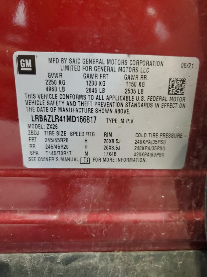 2021 Buick Envision Preferred VIN: LRBAZLR41MD166817 Lot: 64239245