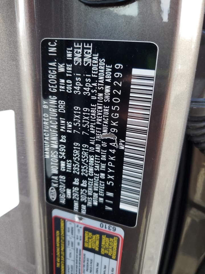 2019 Kia Sorento Sx VIN: 5XYPK4A59KG502299 Lot: 65332165